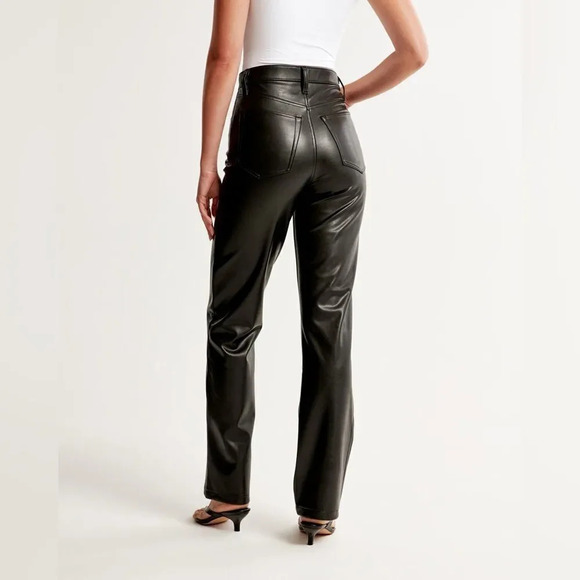 Abercrombie & Fitch Faux Leather Straight Pant - Picture 3 of 10
